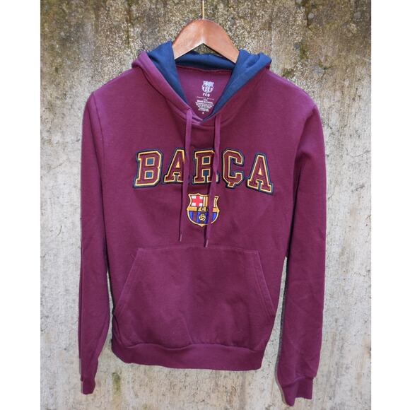 FC Barcelona BARÇA Maroon Pullover Hoodie Size S - Picture 1 of 3